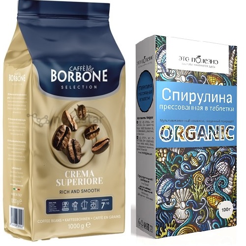 Кофе в зернах 1000 гр и таблетки спирулина